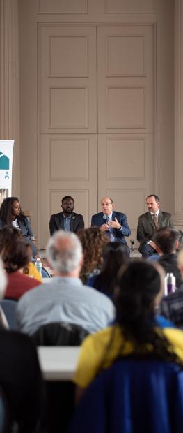 Panel speaking at a CHAPA fair housing forum